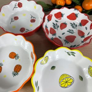 [plate.please] ชาม เซรามิค ชามทรงดอกไม้ ชามขนม ชามของหวาน ชามลายน่ารัก ขนาด 7 นิ้ว มี 4 ลาย