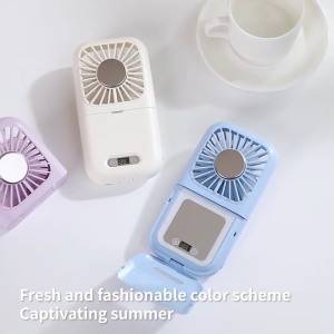 Portable Handheld Mini Fan USB Rechargeable 7200RPM Foldable Cooling Fan with LED Display 2-in-1 Phone Stand Travel Summer Fan