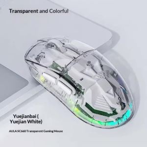 AULA | AULA SC660 Tri Mode Transparent Wireless Gaming Mouse 2.4G Bluetooth RGB Backlit Ergonomic For PC Laptop E Sports Gamers