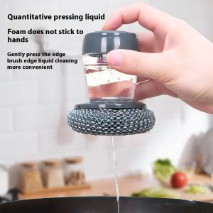 1pc Lazy Dish Brush with Liquid Tank - Auto Dispense Soap Ergonomic Handle for Sink Cleaning