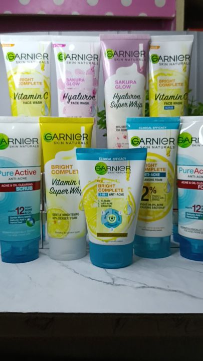 Sabun Cuci Muka Garnier Facial Foam All Variant 100 ml / Bright Complete / Sakura Glow / Pure Active / 3in1 Anti Acne 100 gram
