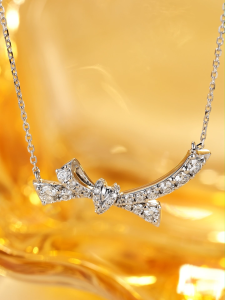 Queensun Platinum Butterfly Love Knot Necklace Lab Grown Diamond  necklacesButterfly Love Knot Necklace custom necklaces蝴蝶爱意结钻石项链/necklace pendant/necklace women/korean style necklace/Custom necklace/minimalist pendant
