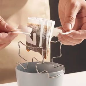 Stainless Steel Coffee Filter Paper Shelf Holder  Japanese Style Disposable Ears Drip Bags Coffee Tea Cup Dripper Baskets Filter Paper Bag Shelf