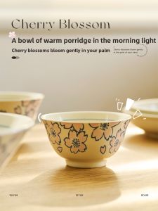SIYUE | Ceramic Rice Eating Bowl Underglaze Color Cone Shape Personal Use