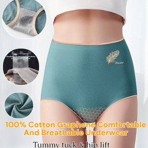 Womens High Waist Seamless Panties Pure Cotton Graphene Butt Lifter Underwear Briefs