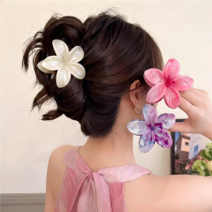 1/6pcs Hawaiian Beach Vacation Frangipani Hair Clips for Woman Elegant Shark Clip Fashion Girls Ponytail Clip Hair Clamp