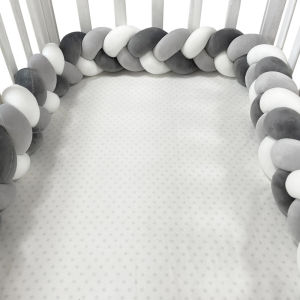 Baby Crib Protector Bed Braid Knot Cushion for Infant Kids 3 Shares Toddler Baby Bed Bumpers In The Crib Newborn 1M/2M/3M/4M