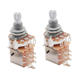 Musiclily เมตริกหยาบ 18 แยกหม้อเพลาผลัก/ดึงเสียง/ลิเนียร์เทปเปอร์โพเทนชิโอมิเตอร์สำหรับกีตาร์ไฟฟ้าเบส (ชุด2ชิ้น)