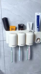 Sản Phẩm Hộp Để Đồ Bàn Chải Đánh Răng Hình Cún Cưng Cao Cấp - Bộ Nhả Kem Đánh Răng Tự Động Tặng Kèm Sticker Cún Cưng Và Thỏ Ngọc