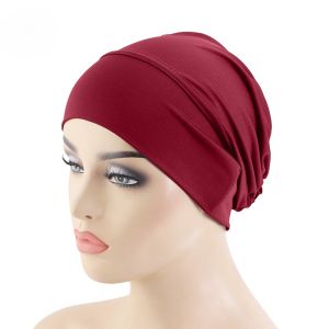 Middle Eastern Stretch Headscarf Cap Solid Color Undercap & Hair Wrap Breathable Design for Daily Use