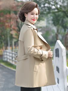 เสื้อแจ็คเก็ตผู้หญิงวัยกลางคนฤดูใบไม้ร่วง 2025 ทรงยาวปานกลาง สไตล์ใหม่ ทรงหลวม ปกปิดไหล่ ทรงคอวี เสื้อผ้าทำงาน