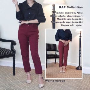 RAP - Celana Syakira Marun Pinggang Kancing-Celana Kerja-Celana Bahan Import