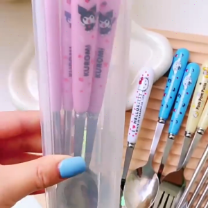 JUNCHUANG 3 ชิ้น ชุดจานชามเด็กชุดอาหารเด็กอ่อนชุดอาหารเย็นสแตนเลสชุด (1 * ตะเกียบ + 1 * ช้อน + 1 * ส้อม)