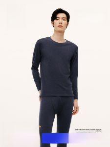 HLA | Mens Thermal Underwear Double-sided Fleece Lock-in Temperature Antibacterial Anti-dust Autumn Clothes Round Neck Long Sleeve