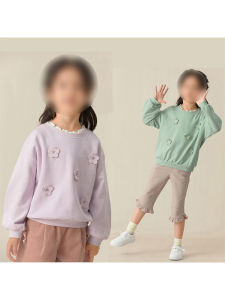 Girls Sweatshirts Autumn Clothes round Neck Baby Versatile Spring Summer Cotton Solid Color Childrens Fashionable Small Kids Clothes