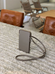 Gray Crossbody Bag Womens Phone Purse Summer New Style Fashionable Small Bag Banff Brand Cowhide Leather Pure Color Design