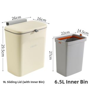 Drill-Free Hanging Trash Can Wet & Dry Separation
