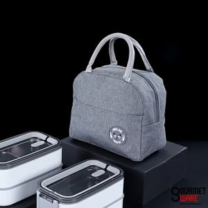 Dual Heat Stainless Steel Bento Lunch Box with Thermal Carrier Bag Leak Proof Double Tier 3 Compartments [SG Stock]