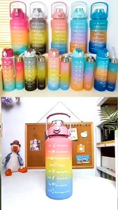 Set 3 Bình Nước Nhắc Nhở Dung Tích 2000ml 900ml và 400ml Tiện Lợi 3 in 1