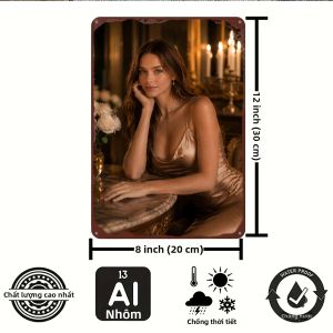 CIFbuy | Tranh Trang Trí Tường Kim Loại 2D Chủ Đề Phụ Nữ Hiện Đại 8x12 Inch Bền Đẹp Tranh Nghệ Thuật Studio Dành Cho Cửa Hàng Quán Bar Câu Lạc Bộ Phong Cách Cổ Điển Biển Hiệu Nhôm