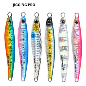 JIGGING PRO | 6 Chiếc JIGGING PRO Kim Loại Jig Mồi Câu Cá Phát Sáng UV Lớp Phủ Dài Nước Mặn 15G-60G Cho Cá Bass Biển Artificiale Señuelo