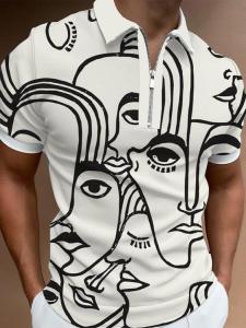 Áo Thun Nam Dáng Rộng in Họa Tiết Thường Ngày Mùa Hè 2023 Phong Cách Mới Thời Trang Nam Polo Cổ Tròn Tay Ngắn Thường