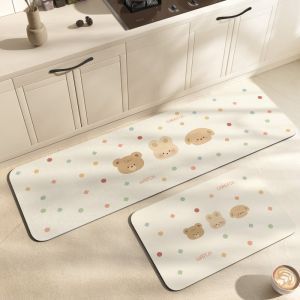 Bộ Thảm Trải Sàn VIKAMA 1/2 Mảnh Họa Tiết Hoạt Hình Nhanh Khô Chống Trơn Trượt Dùng Cho Nhà Bếp & Phòng Tắm Trang Trí Nhà Cửa Chất Liệu PVC