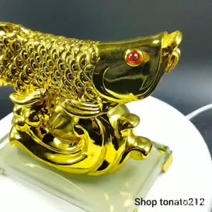 TƯỢNG CÁ RỒNG KIM LONG PHONG THỦY VƯỢT VŨ MÔN HÓA RỒNG CAO 15.5CM