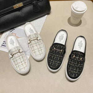 ส่งจากในไทย รองเท้าสลิปออนเปิดส้น เเฟชั่นรองเท้าฤดูร้าน ใส่ได้กับทุกชุด