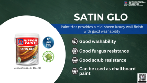 Nippon Satin Glo Interior Wall Gloss Finish Paint (1L / 5L / 15L / 18L)