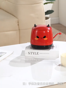 Keep_Real ถังขยะตั้งโต๊ะ Little Devil ฝาเปิด-ปิดแบบกด ถุงขยะความจุขนาดใหญ่ อเนกประสงค์ ไม่รั่วซึม รูปทรงน่ารัก