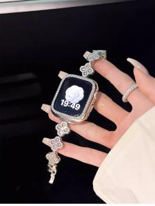 High-End Womens Copper Zirconia Watch Band Compatible with Huawei WatchFit3 Fit4 IwatchS10/9/8/7/6/5 Gen 9Pro Wristband