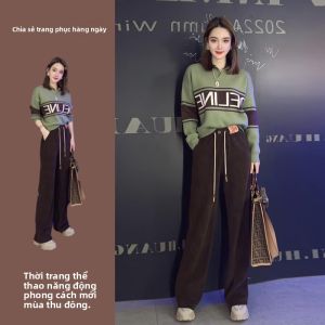 LIANGYILAILIN | Bộ Đồ Thể Thao Phong Cách Retro Cho Phụ Nữ Mùa Thu Đông