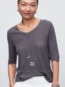 YINGMEI | Summer Light Oxygen Loose V-Neck Mulberry Silk Womens T-Shirt Short Sleeve