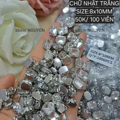 [ 100 VIÊN ] ĐÁ ĐÍNH KẾT MÀU TRẮNG- ĐÁ KHÂU CÓ ĐẾ -ĐÁ TRANG TRÍ PHỤ KIỆN MAY VÁ