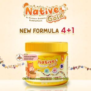Olive Care Vitamin Kucing NATIVE+ GOLD Protein Tinggi 110gr untuk Nafsu Makan Berat Badan Gembul Kulit Sehat Cegah Bulu Rontok Imunitas Daya Tahan Tubuh Kesehatan Pencernaan dan Pelengkap Nutrisi Makanan Harian Kucing
