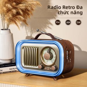 Đài Phát Thanh Di Động Kiểu Cổ Điển Với Đèn Đổi Màu RGB Bộ Thu Sóng FM/AM/SW Không Dây Đèn Ngủ Nhiều Màu & Loa Tiệc Có Thể Sạc Lại