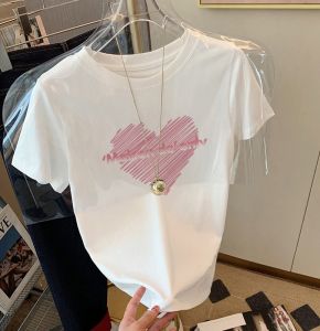 เสื้อยืดแขนสั้น Pure ผ้าฝ้าย ผู้หญิง ลำลอง ทันสมัย สไตล์บาง อินเทรนด์ พรางหุ่น เสื้อท่อนบน เสื้อเชิ้ตพิมพ์ลายคอกลม ฤดูร้อน