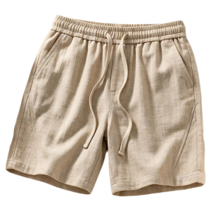 ZHUOCAN | Light Beige Imitation Linen Mens Shorts Breathable Quick-Dry Clean-Fit Sport Pants
