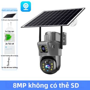 Camera Giám Sát Video Năng Lượng Mặt Trời WiFi V380 8MP Ngoài Trời Chống Nước Với Cảm Biến PIR Pin Tích Hợp Và Chế Độ Chờ Lâu Dài
