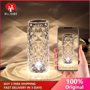 Multi-Color Rose Crystal Lamp Desk Table LED Light Touch Color Changing LED Night Light Rechargable Atmosphere Light For Dinner Date and Party