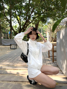 ChenMiFan Lightweight Sun Protection Jacket Women Summer Thin Loose Short Casual Pants Set Stand Collar Zipper Closure Long Sleeve