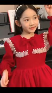 Váy Nhung Tuyết Bé Gái diện Noel Tết Siêu Sang Chảnh