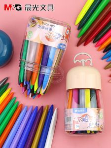 Non-Messy Dual-Head Plastic Crayons 12 Colors Student Children Triangle Color Drawing Pen 24 Colors AGMX4232 Morning Light