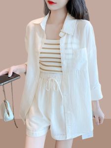 Summer Fashion Shirt Vest Sun Protection Three Piece Set Short Pants Nine Points Chinese Brand Xiangduo round Neck Short Sleeve