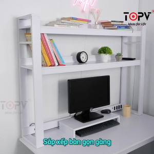 Kệ sách để bàn TOPV decor gaming kệ để bàn học bàn làm việc giá để đồ thông minh đựng đồ setup trang trí trắng đen