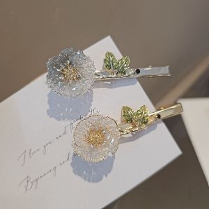 Handcrafted Tea Rose Hair Clip Edge Hair Clamp Duckbill Hairline Clamp Romantic Sweet Wilderness Style Hair Accessories