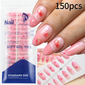 150Pcs Glossy Pink Strawberry Star Fake Nails Sweet Summer Fruits Almond Press On Nails for Y2K Girl Wearable False Fingertips T