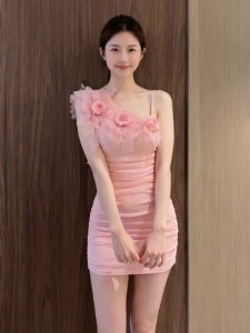 CHANGTONG | Floral Off-Shoulder Fitted A-Line Dress
