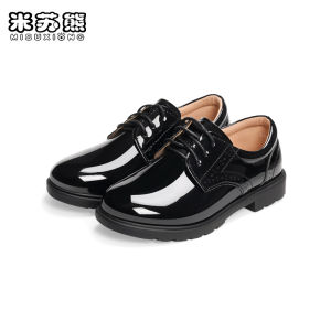 Boys Leather Shoes Black Soft Bottom Genuine Performance Shoes Childrens British Style Primary School Big Kids Performance Suit Single Shoes